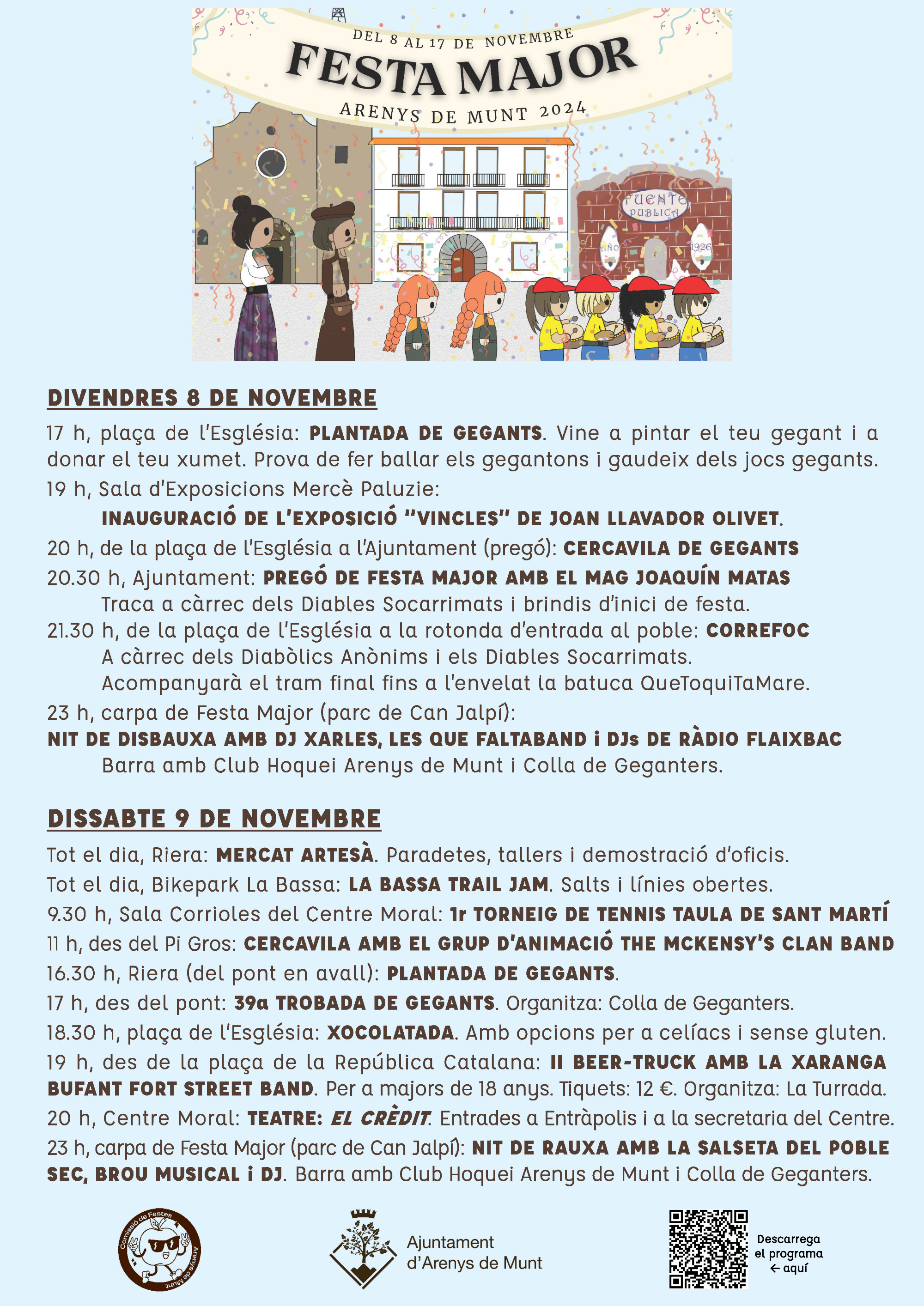 Cartell Festa Major 2024 - Programació 8 i 9 de novembre