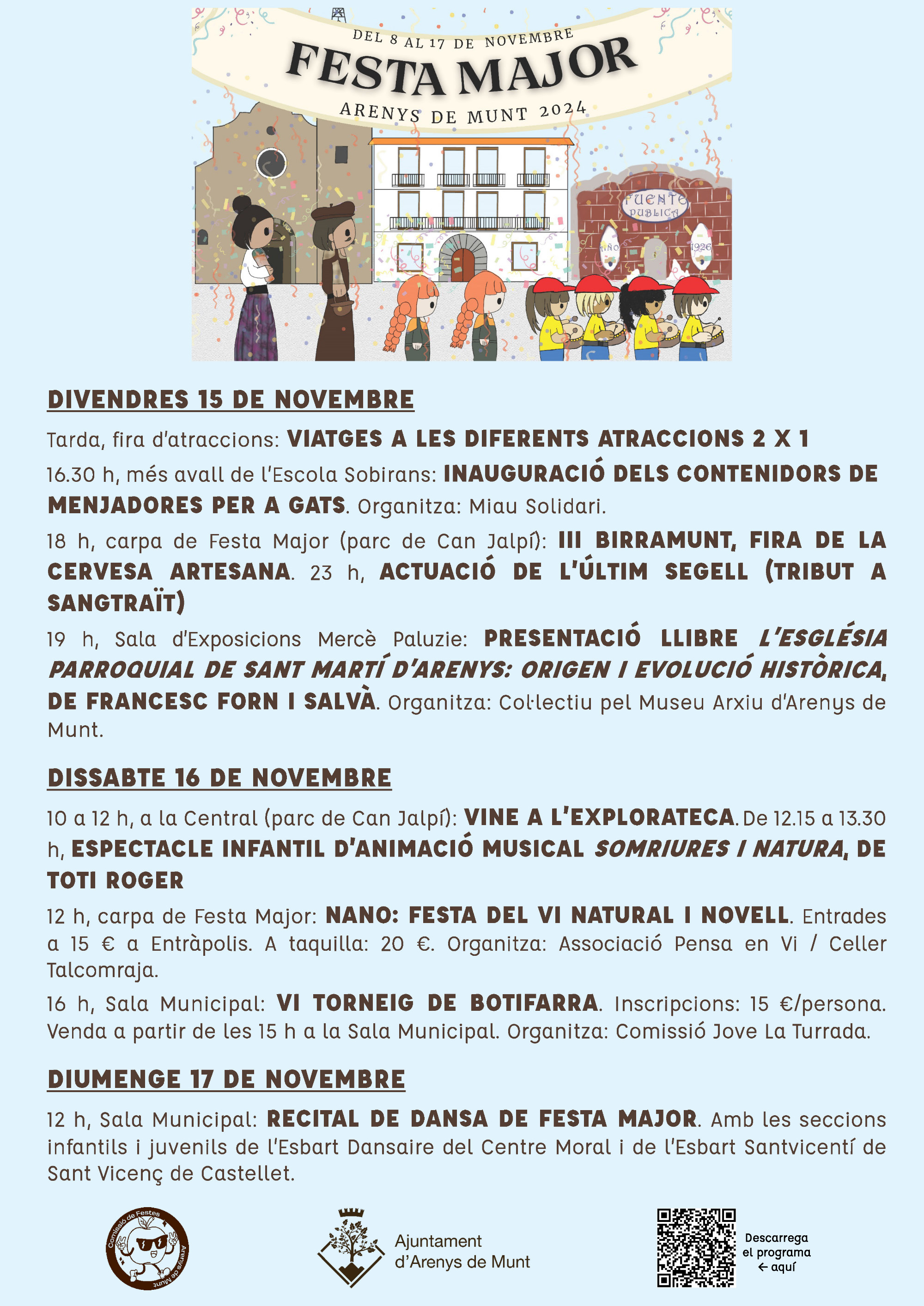 Cartell Festa Major 2024 - Programació 15, 16 i 17 de novembre