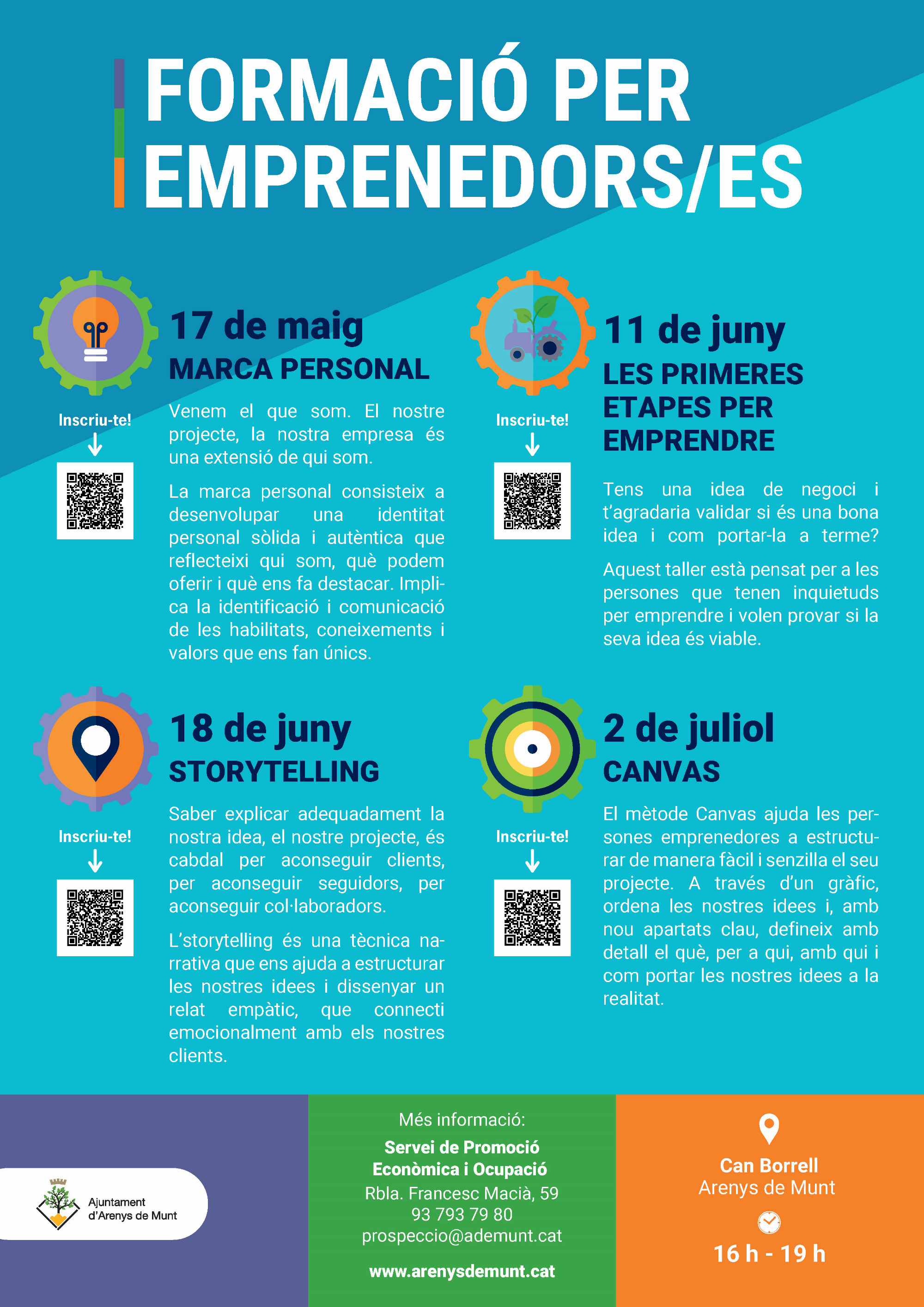 Cartell Formació per emprenedors maig-juliol 2024