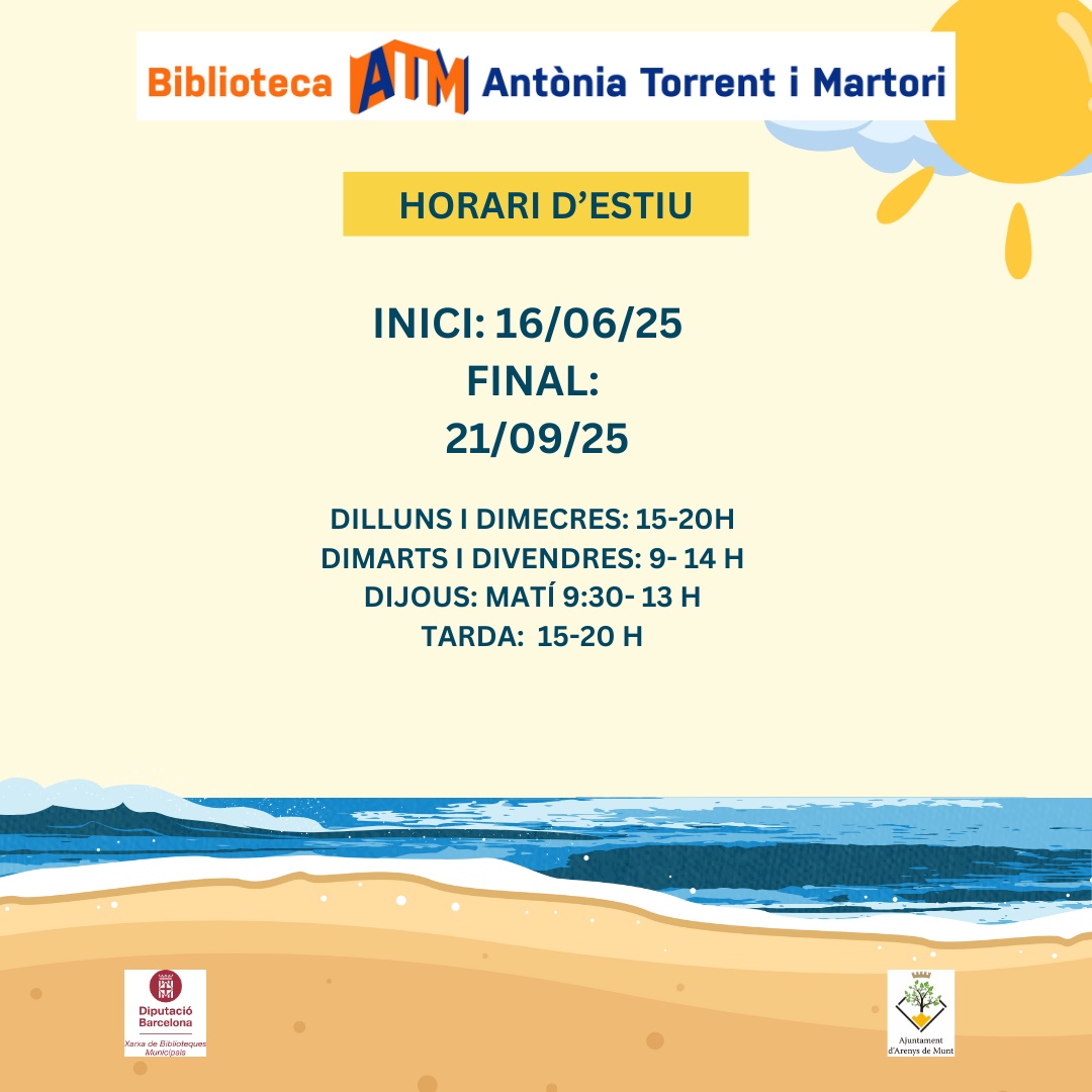 Cartell Horari d'estiu Biblioteca Antònia Torrent i Martori