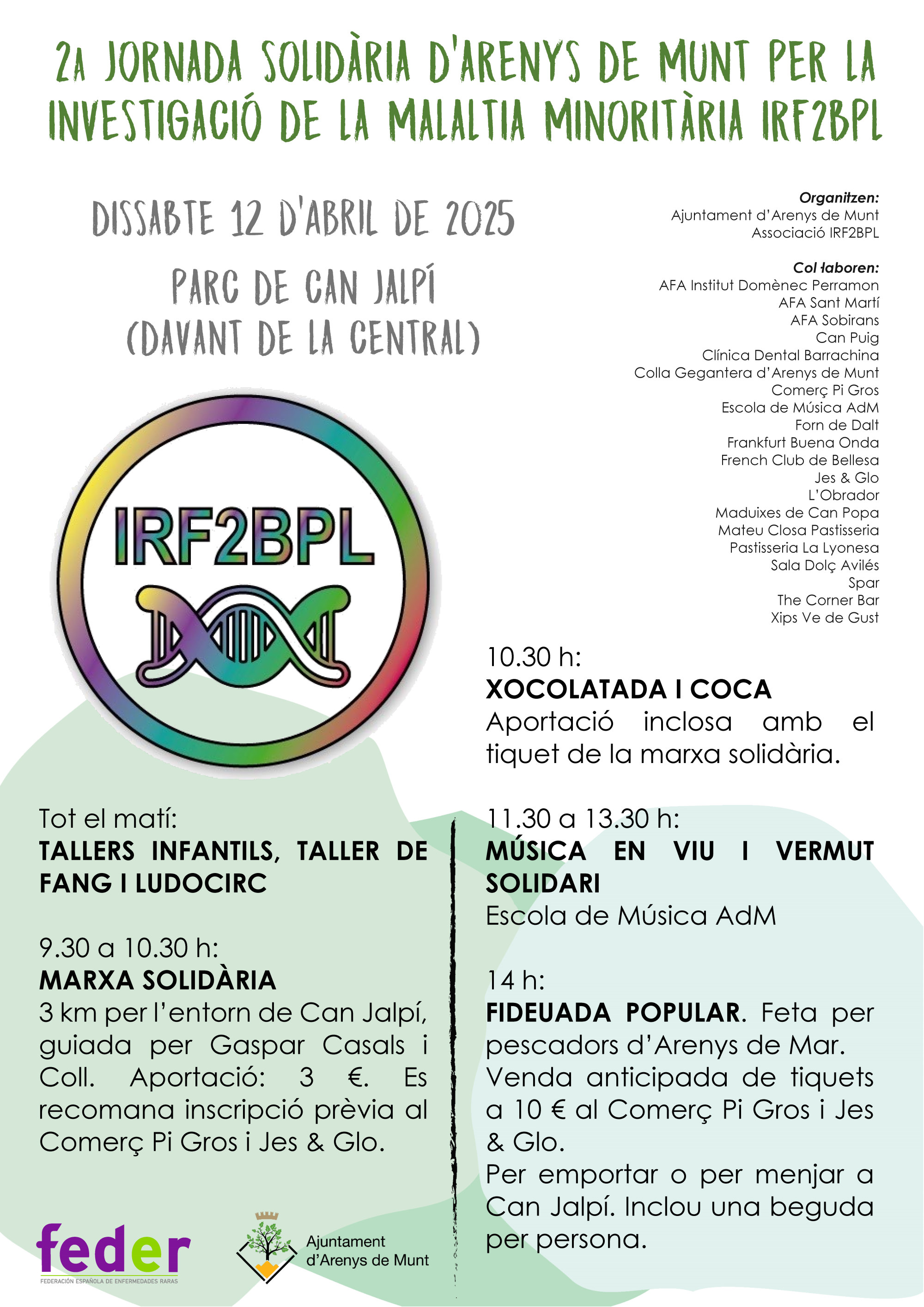 Cartell 2a Jornada Solidària per la Investigació de la Malaltia Minoritària IRF2BPL (12-4-25)