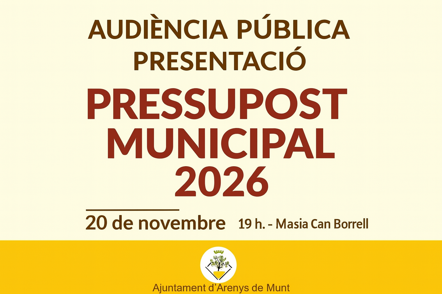 Audiència pública per a la presentació del pressupost municipal 2026