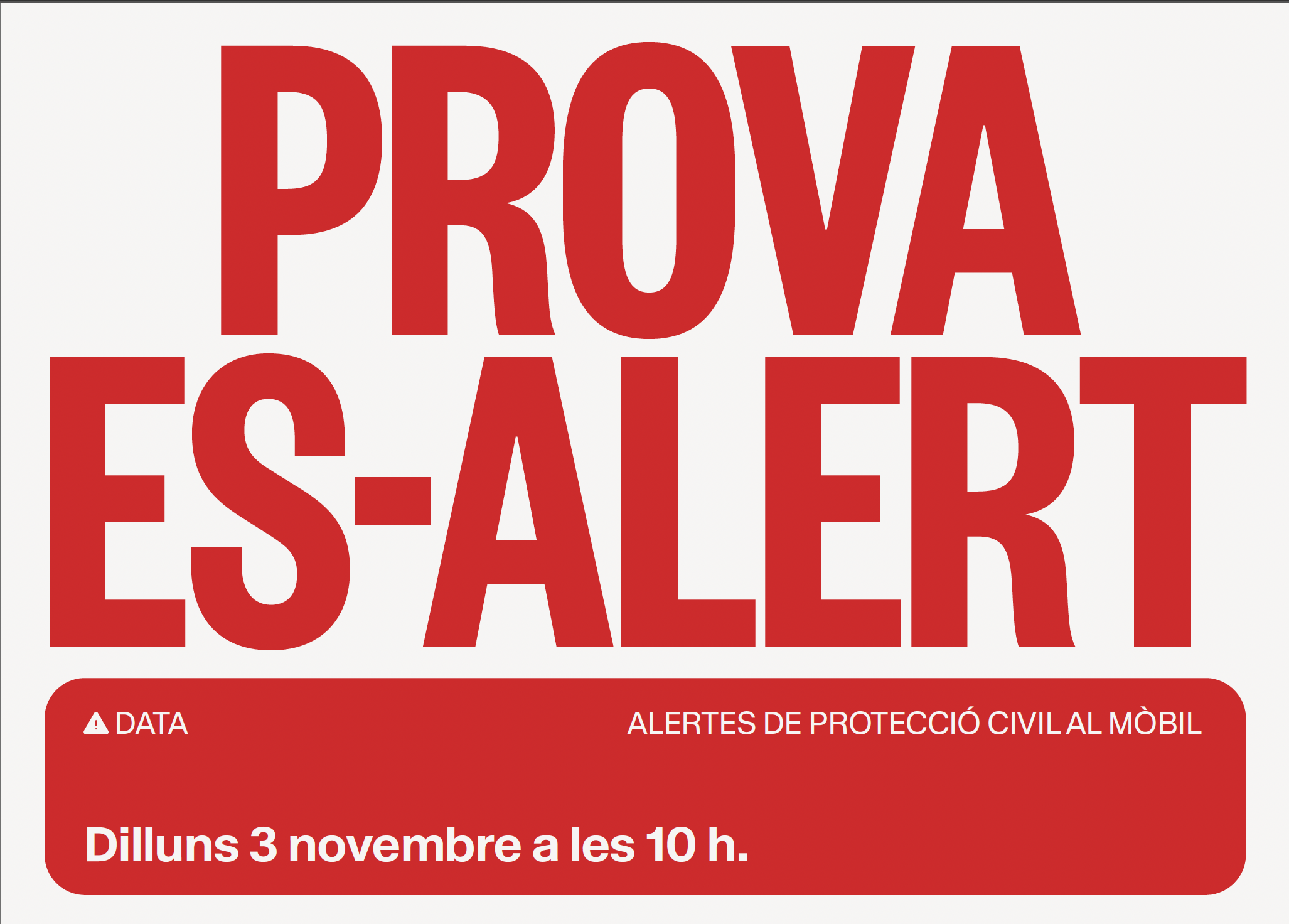 Prova del sistema d'alertes a mòbils el 3 de novembre