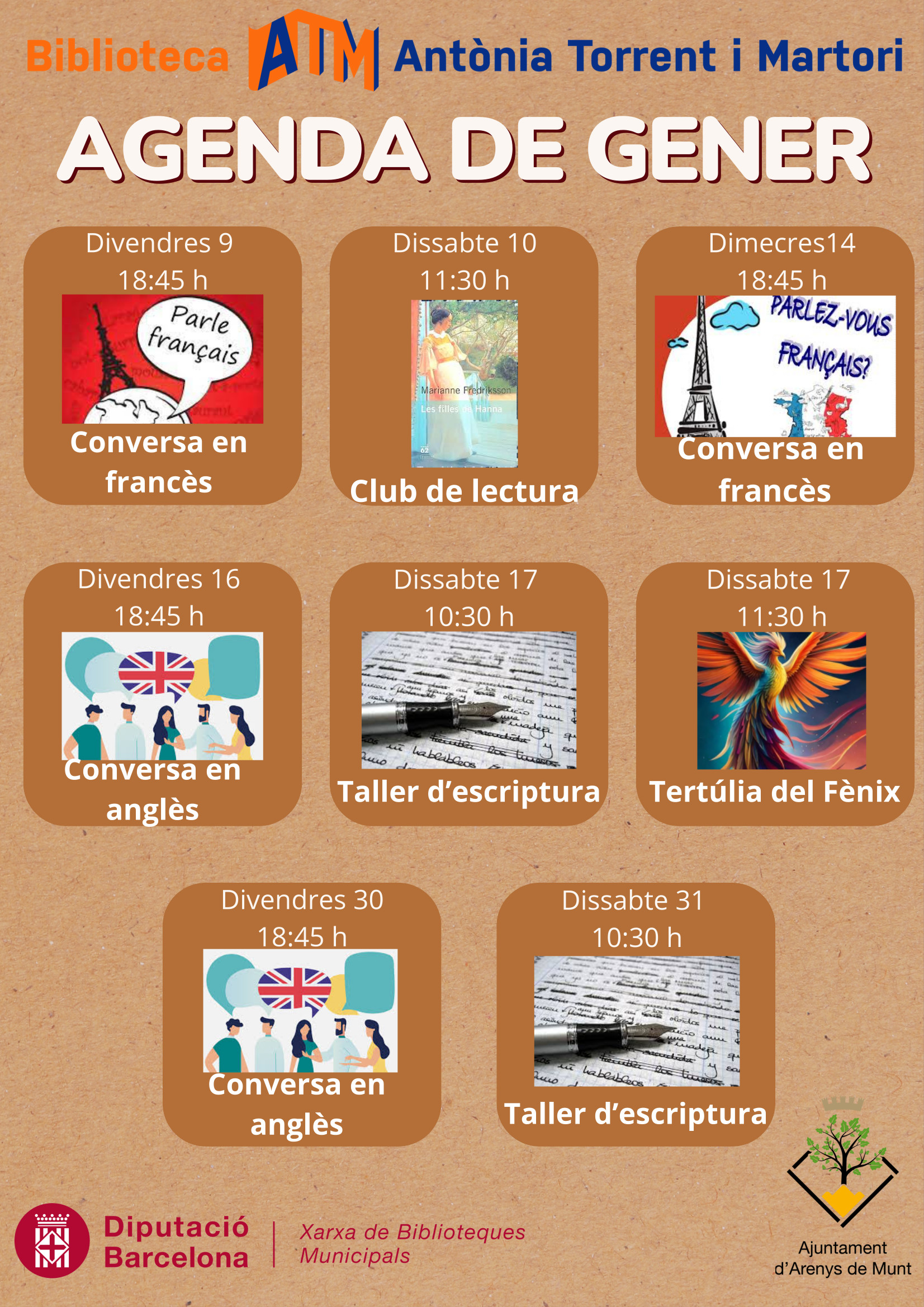 Agenda biblioteca del mes de gener de 2026