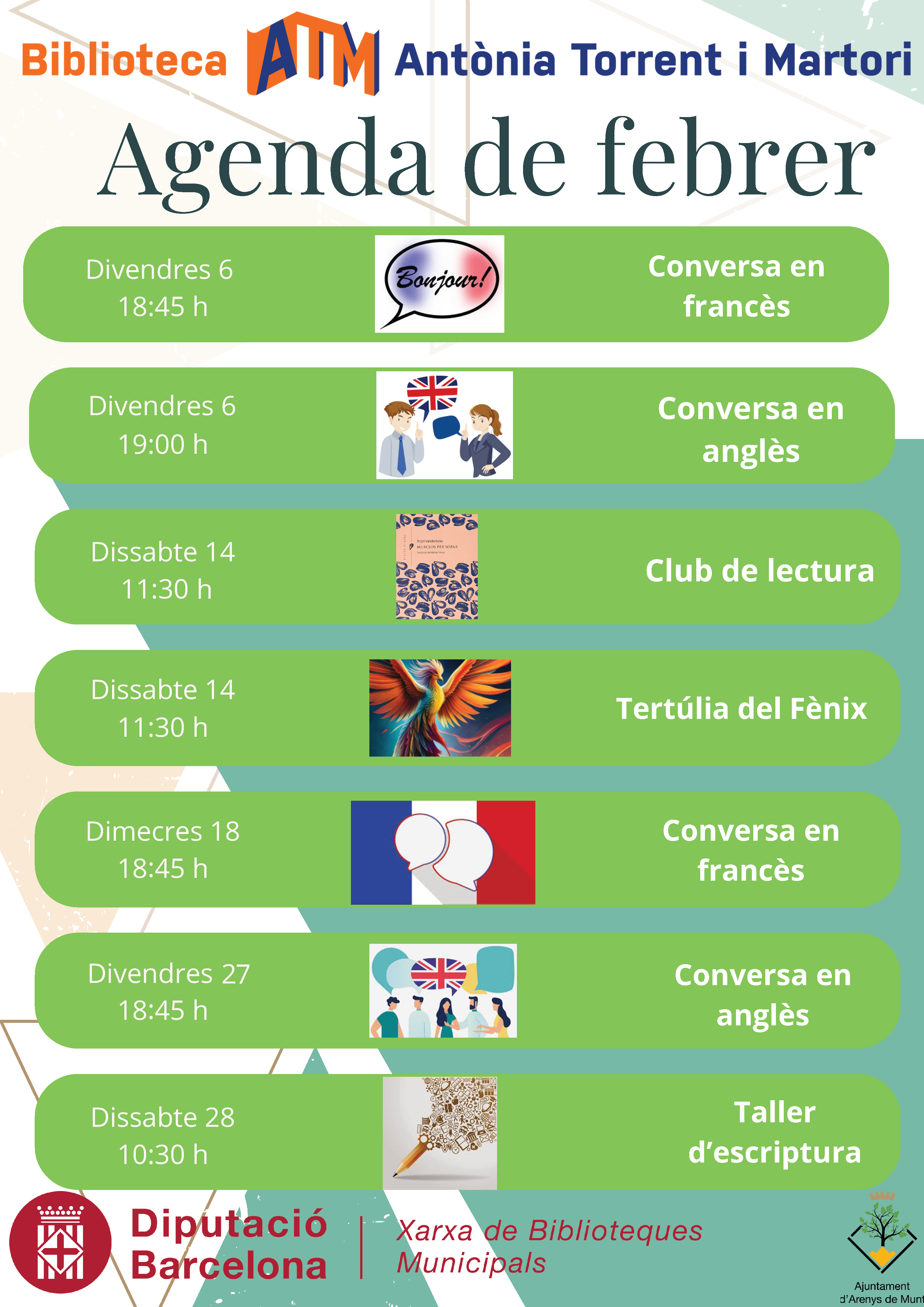 Agenda biblioteca del mes de febrer 2026